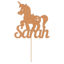 Adorable magic unicorn stars birthday custom name Glitter Topper