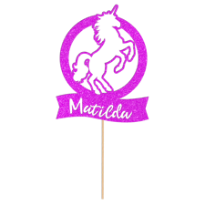 Custom name magic unicorn silhouette circle banner birthday Glitter Topper