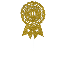 Horse riding rosette award birthday custom name & age Glitter Topper