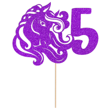 Cute little pony horse riding birthday custom age Glitter Topper
