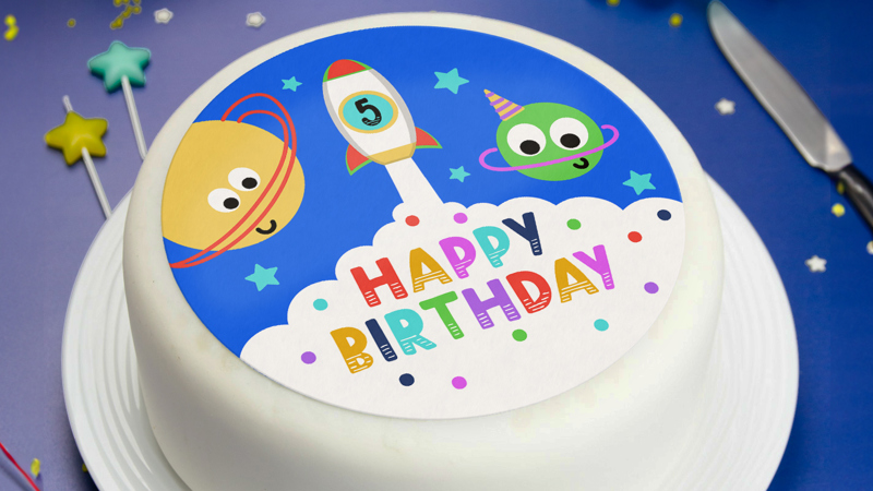 Space & Aliens Edible Cake & Cupcake Toppers
